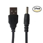 3pcs 3.5mm Jack Plug to USB Audio Data Charge Cable 5V DC for MP3 MP4 Black