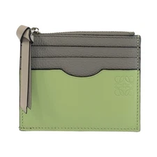 LOEWE anagram Key Card Case coin purse Green Grey SilverHardware leather