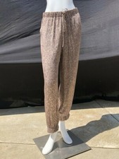 vintage St John COUTURE gold knitted Sequin Genie drawstring Pants size 8 UNISEX