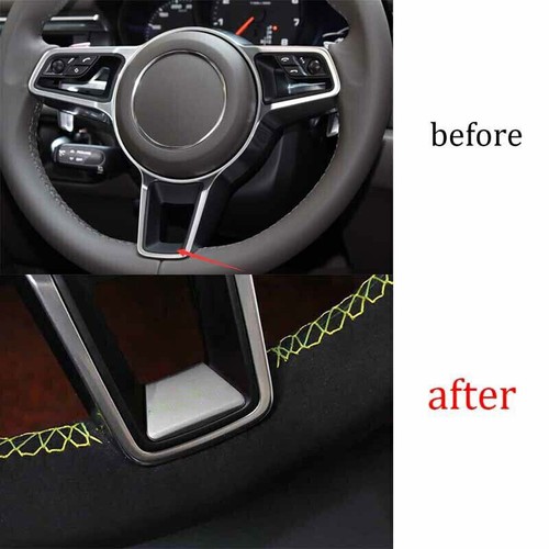 Fit For Porsche Macan 2015-2021 Matte Silver Steering Wheel Sheet Cover Trim 1* - Picture 3 of 6