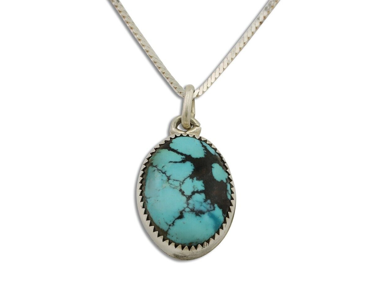 Navajo Turquoise Necklace 925 Silver Native American Artist C.80