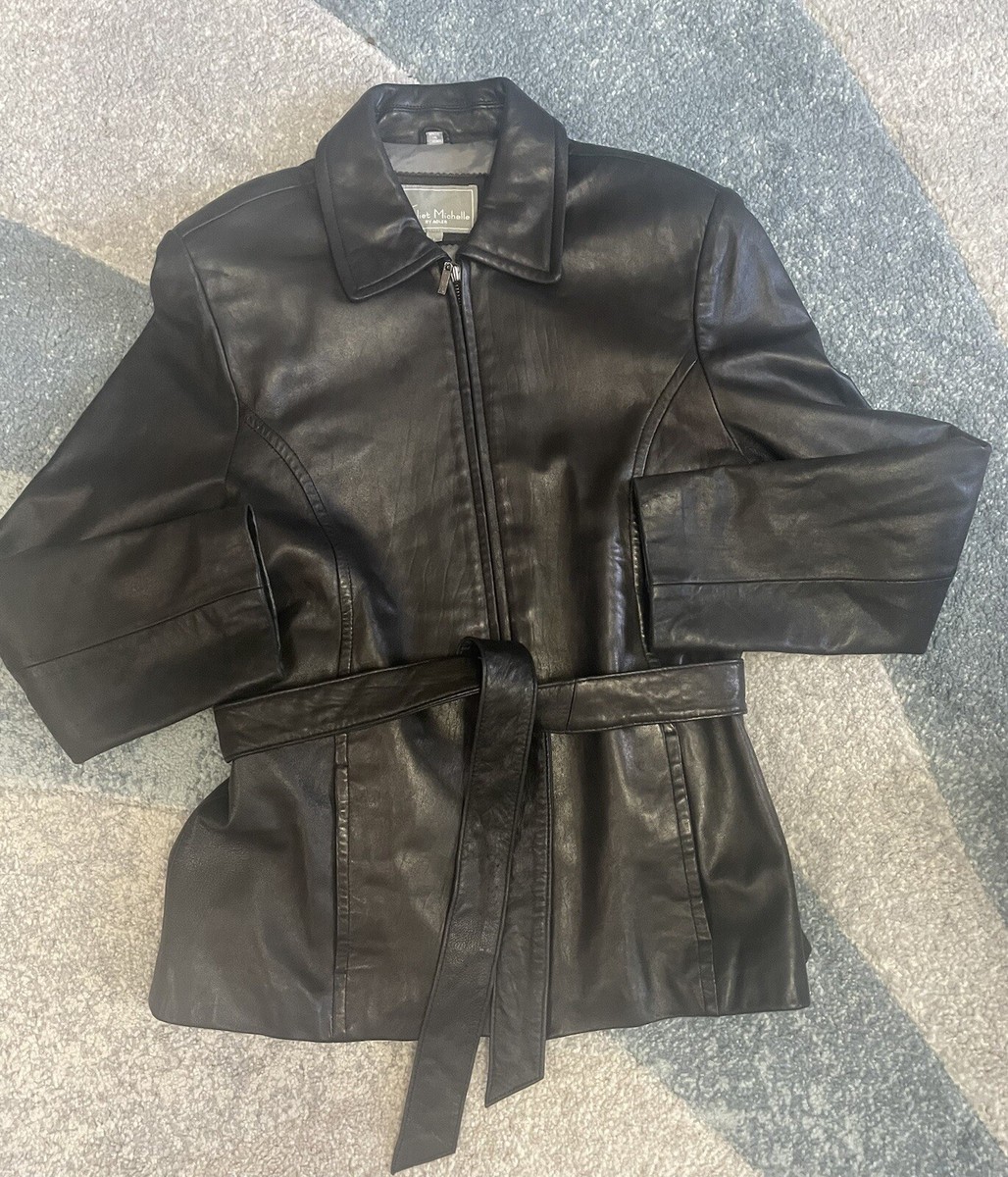 Juliet Michelle By Adler Lambskin Black Leather Jacket Soft Size L