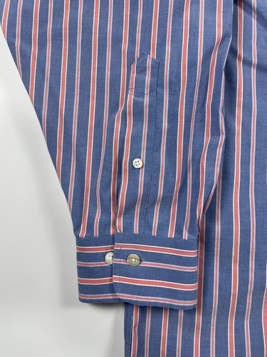 Brooks Brothers Madison Fit Mens XXL Blue Pink striped long sleeve 1818 shirt - Picture 3 of 13