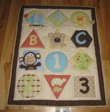 Circo Elephant Duck Bear Monkey Frog Turtle 123 Number ABC Letter Quilt Blanket