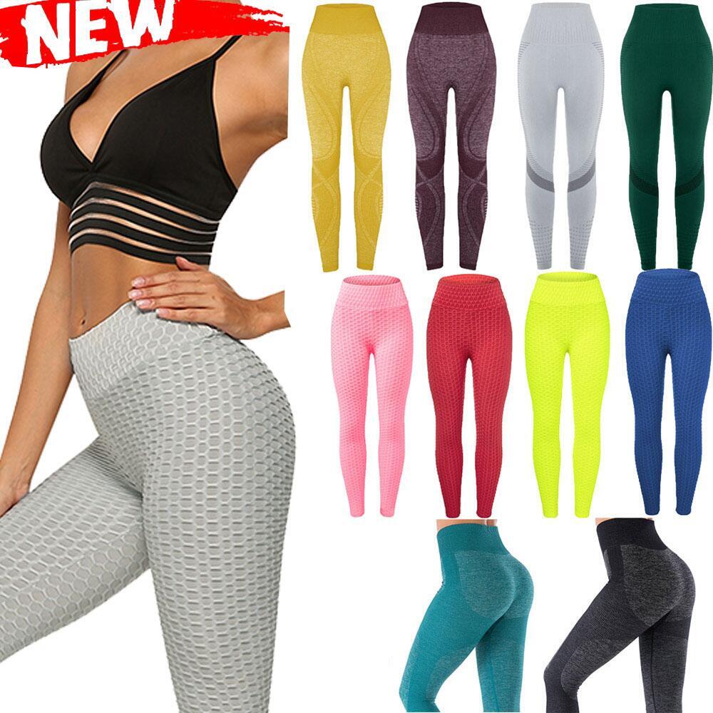 Women's High Waist Yoga Pants Anti-Cellulite Push Up Textured Activewear Leggings-image