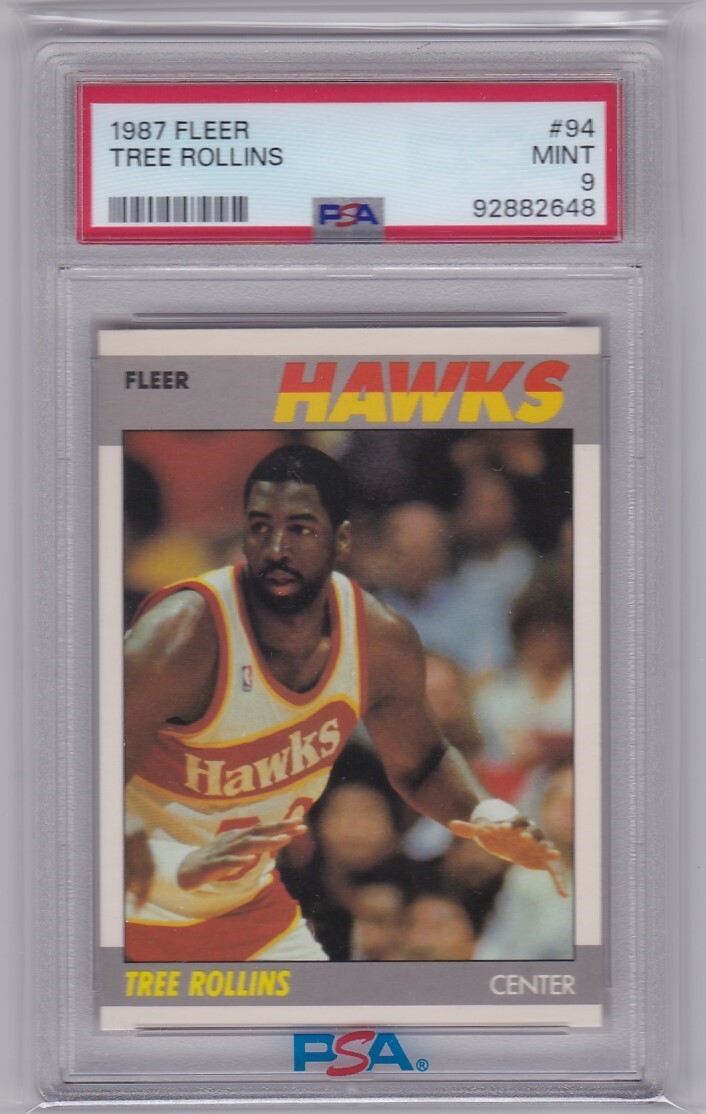 1987-88 FLEER BASKETBALL TREE ROLLINS #94 HAWKS PSA 9 *404