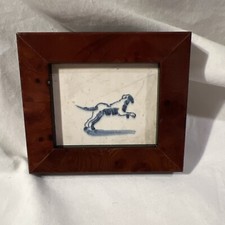 Nice Dutch Delft Blue tile, jumping dog, 17th. century. B18