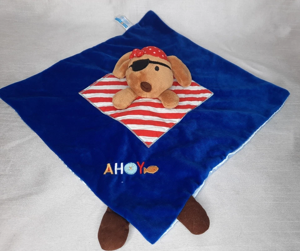 Manta de seguridad Kids Preferred AHOY perro pirata Lovie espalda satinada azul  Foto 2 de 4