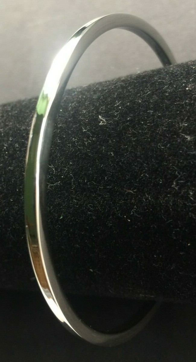 Sterling Silver 2.75mm Flat Square Edge Polished Bangle 65mm .925  -image
