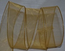 Wired Ribbon Sheer Gold Holiday Gift Wreath Christmas 1.5" Craft Bow