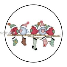 30 COUNTRY CHRISTMAS BIRDS ENVELOPE SEALS LABELS STICKERS 1.5" ROUND PARTY FAVOR