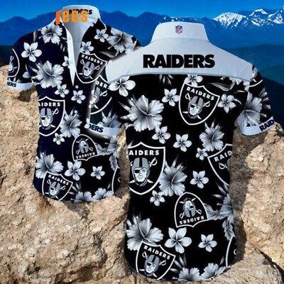 Raiders Hawaiian Shirt Flowers And Logo Unisex Hawaiian Shirts