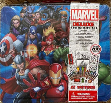 Maevel Activity Set with Carrying Tin Coloring Sheets Tattoos Stickers and More.