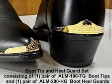 ALM-100-200-G-SET Set of Gold Plated Boot Toe Tips & Boot Heel Guards
