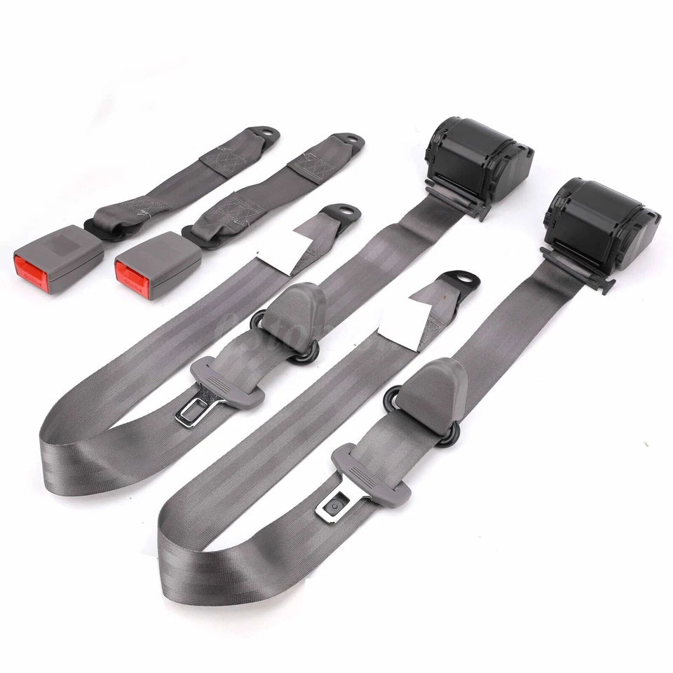 2× Retractable 3 Point Safety Seat Belt Straps Car Vehicle Adjustable Belt Set Foto 4 de 4