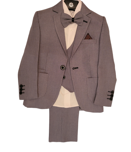 Formal Kids Toddler Boys Suit 5 pieces Set with Vest and bowtie (Gray) - Picture 2 of 4