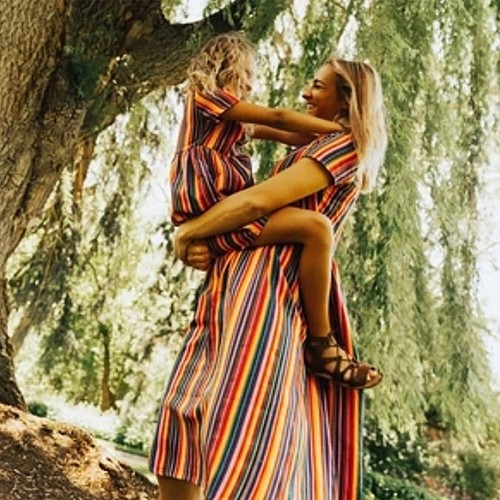 DHL Familie Passende Kleidung Mutter Tochter Kleider Frauen Floral Strand Sommer - Bild 21 von 31