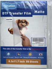 Yamation DTF Transfer Film, Matte 8.3x11.7 Inches 50 Sheets Total NIP A4