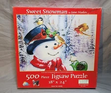 Sweet Snowman by Jane Maday - 500 Piece Jigsaw Puzzle 18" x 24" Sunsout Inc. NEW