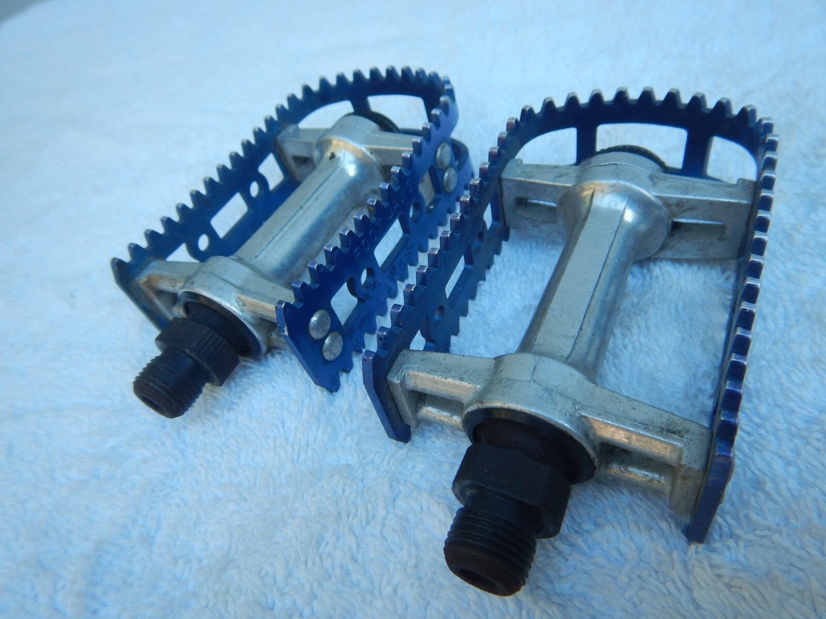 MKS BM-10 Vintage BLUE Foot Jaws Mountain BMX Bike Pedals Old
