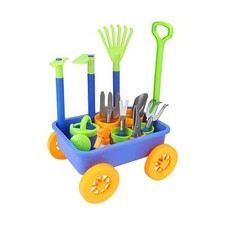 deAO Kids Garden Wagon Wheelbarrow and Gardening Tools Play Set Includes 10 A...