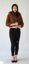 Real rabbit fur jacket with raccoon trim