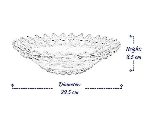 29.5cm Glass Fruit Bowl Large Shallow Dessert Snack Salad Dish Serving Display - Picture 3 of 5