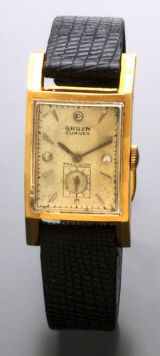 GRUEN CURVEX WATCH  14K GOLD DIAMOND DIAL 17 JEWEL MANUAL WIND