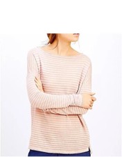 Vince Dolman Long Sleeve Linen Blend Pink Metallic Striped Top Boatneck  Tunic S