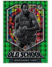 Moses Malone 2019-20 Panini Mosaic Old School Green Prizm #7 1-A