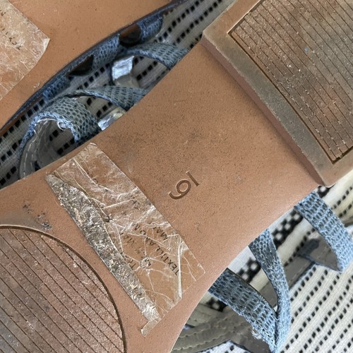 Kelly & Katie T-Strap Sling Back Flat Sandals 6 Snakeskin Blue Brown Snake Print - Picture 5 of 9