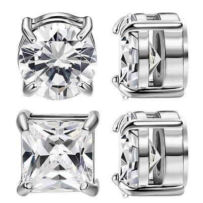 2 pares de pendientes magnéticos de acero inoxidable para hombre
