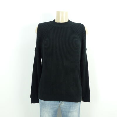 H&M DIVIDED jumper cut-outs shoulder knit knit black size S 36