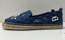 Karl Lagerfeld Paris Michaela Blue Denim Multi Charms Flat Espadrilles Size 10