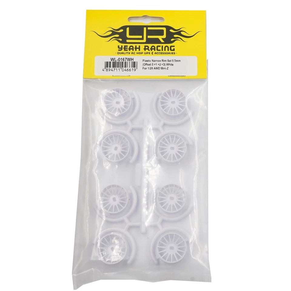 YR Narrow Rim Set 8.5mm For Kyosho 1/28 AWD Mini-Z RC (Offset 0,+1,+2,+3) White - Image 2 of 3