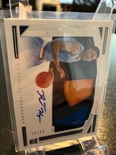 2020 NATIONAL TREASURES RJ HAMPTON /15 COLLEGE MATERIAL SIGNATURES #49 EXCELLENT