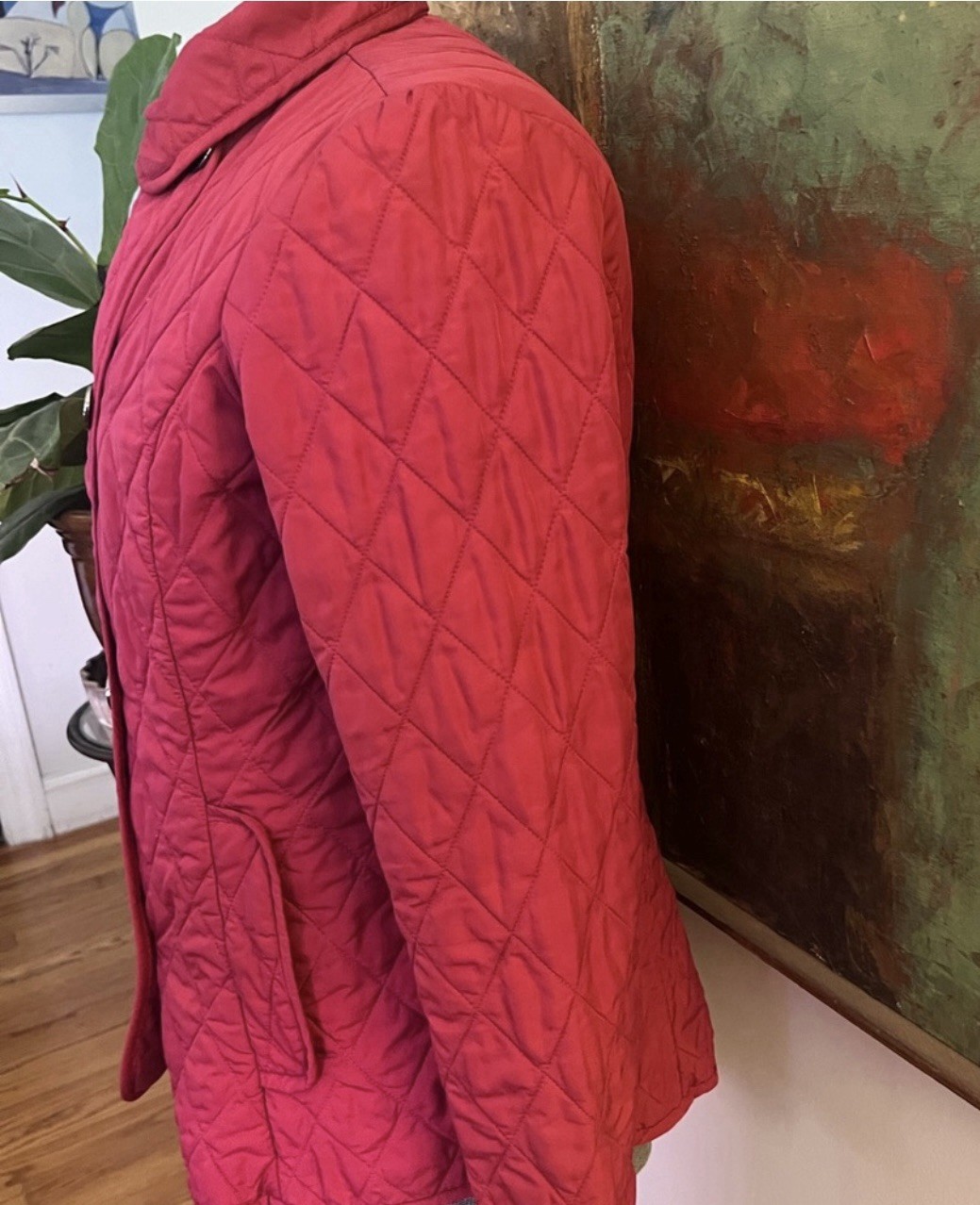 Lands End Quilted Raspberry Color Jacket Size Med… - image 4