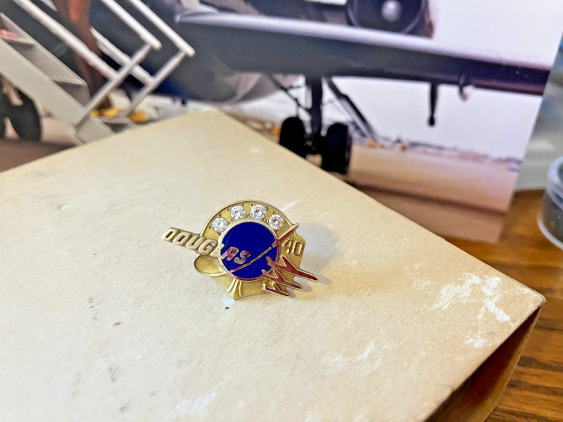 Very Rare Douglas Aircrft Company 40-Year Employee Service Pin.