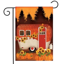 Briarwood Lane Autumn Night Camper Garden Flag