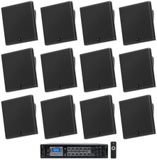 12 JBL SLP14/T-BK Sleek Low-Profile On Wall Mount 4" 70v Commercial Speakers Amp