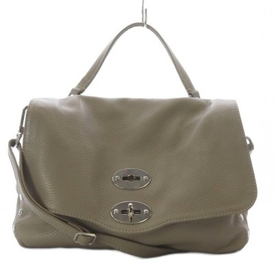 Zanellato Postina Leather Handbag AB Vintage Gray Beige 20cm/13cm/29cm