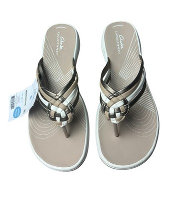 Clarks Cloudstepper Womens Sz 11 Breeze Coral Sandal Beige Tan Thong Flip Flop