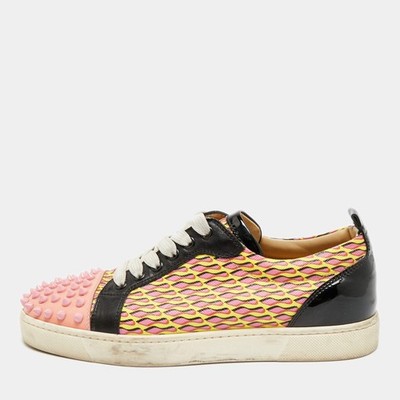 Christian Louboutin Louis Junior Spikes Größe 38 Mehrfarbig Canvas und Lack