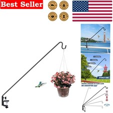 28" Adjustable Deck Hook with 3" Clamp for Stylish Bird Feeders  Lanterns