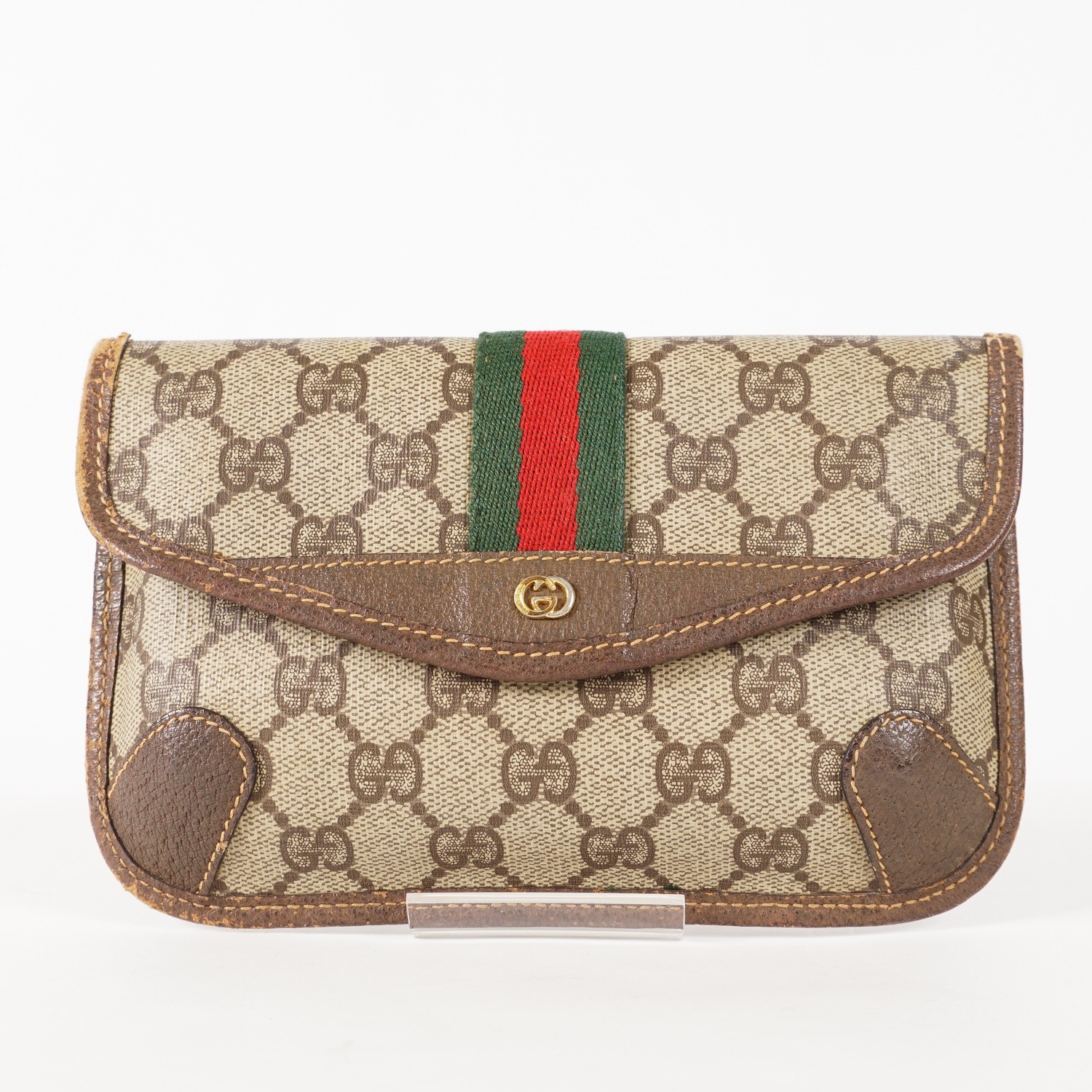 Gucci Sherry Line Mini Pochette Borsetta PVC Vintage Unisex Marrone 12E11825003
