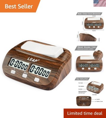 Professional Digital Chess Timer with Alarm - Durable and Elegant Wood Design