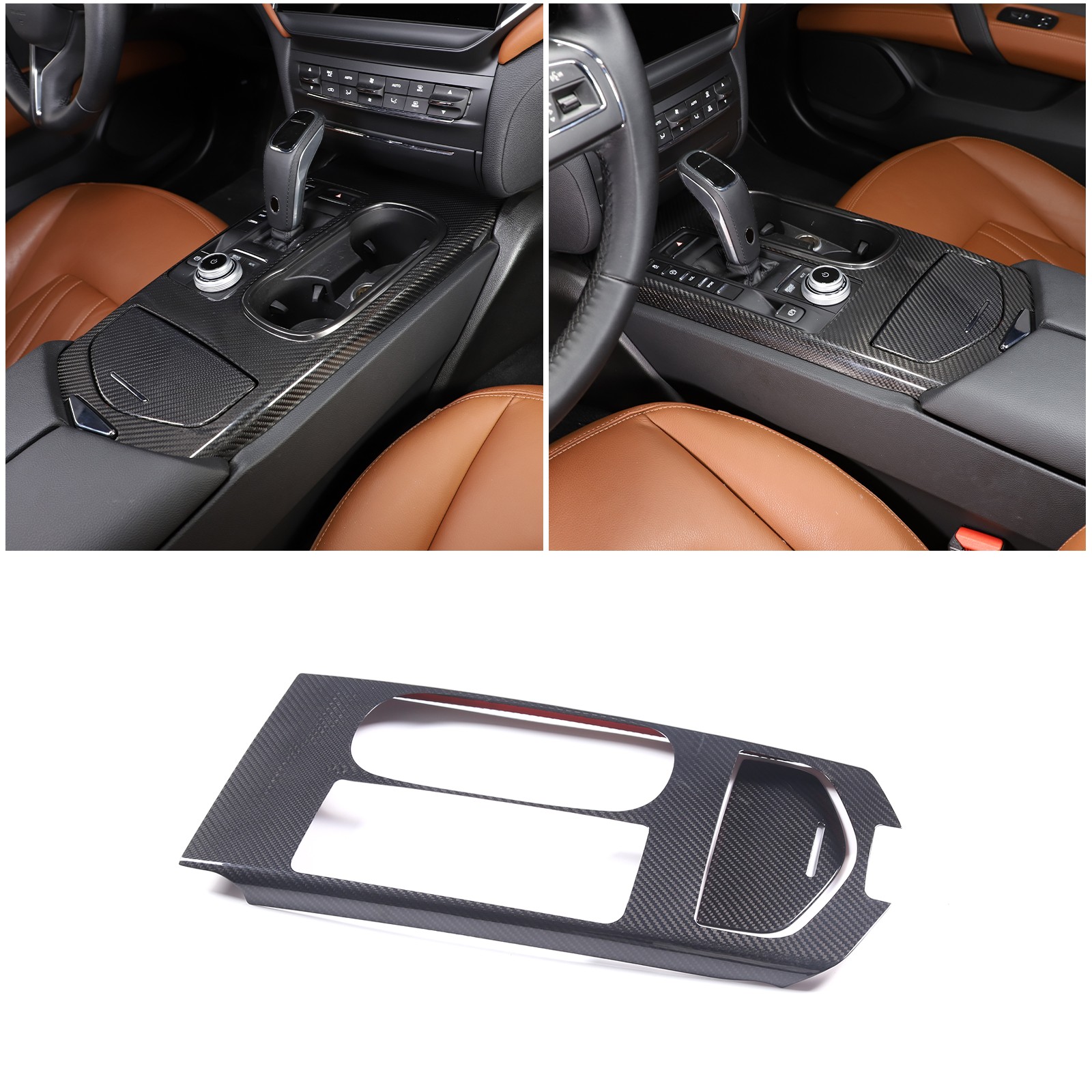 Real Dry Carbon Fiber Center Console Trim Cover Fits Maserati Ghibli 2017-2023