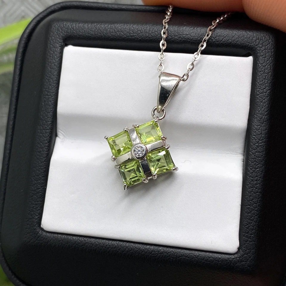Peridot natural gemstone Necklace, Sterling silver 925, 18 Inches - Image 2 of 4