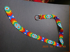 Vintage multicolored belt of solid glass beads in a Native American/SW pattern