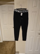 A/X Armani Exchange Size Large Men's Black 28 Inch Inseam Waist Logo Joggers